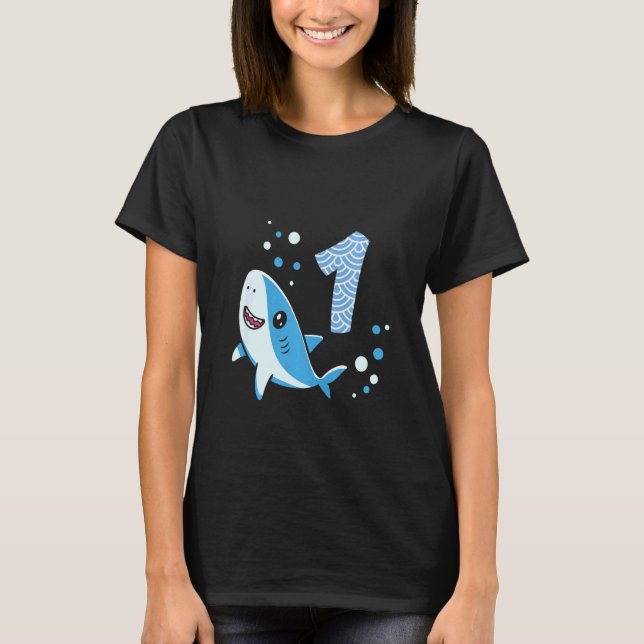 T-shirt Enfants 1er anniversaire Garçons Requin 1 ans Old  (Devant)