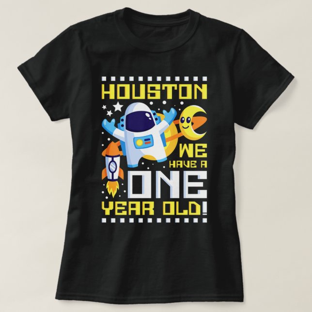 T-shirt Enfants 1er Anniversaire Houston Nous Avons Un An (Design devant)