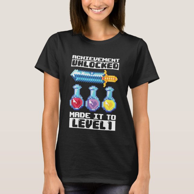 T-shirt Enfants 1er Anniversaire Jeu Pixel Art Achievement (Devant)