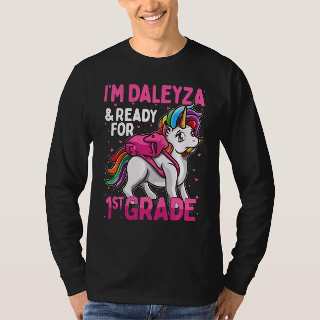 T-shirt Enfants 1st Grader Unicorn Je suis Daleyza et prêt (Devant)
