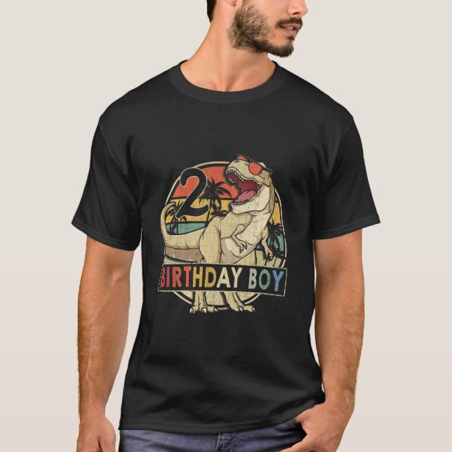 T-shirt Enfants 2 Ans 2E Anniversaire Garçon Rex Dinosaur  (Devant)