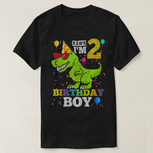 T-shirt Enfants 2 ans 2e anniversaire garçon T Rex Dinosau (Design devant)