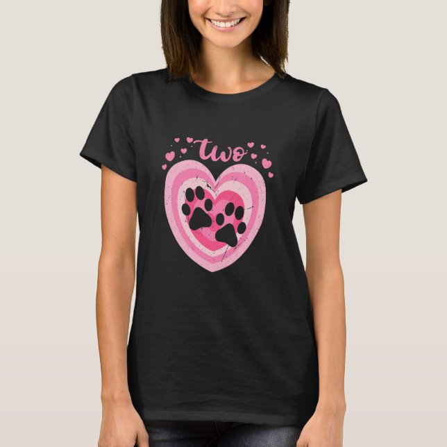 T-shirt Enfants 2 ans mignonne chien paw Anniversaire fill (Devant)