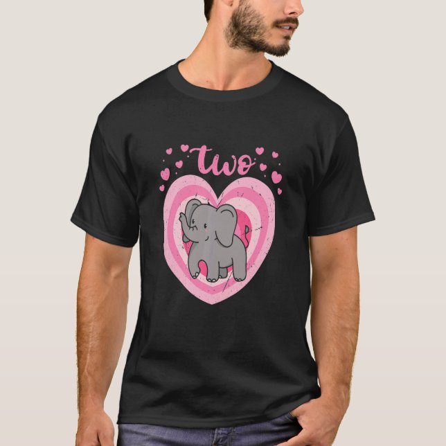 T-shirt Enfants 2 ans mignonne Eléphant Anniversaire Fille (Devant)