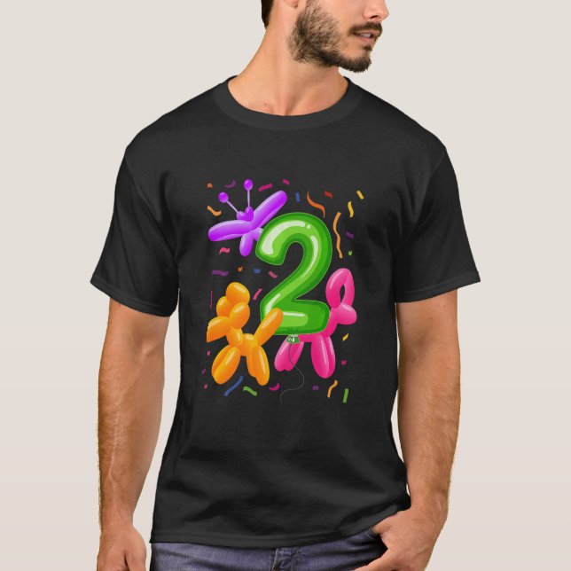 T-shirt Enfants 2e anniversaire Balloon Animaux Ballons Th (Devant)
