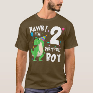 T-shirt Enfants 2e anniversaire Boy Dino T Rex Cadeau Dino