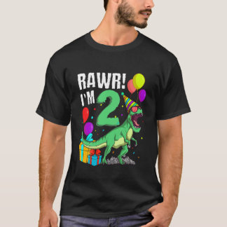 T-shirt Enfants 2e anniversaire Rawr I m 2 T Rex Dinosaur 