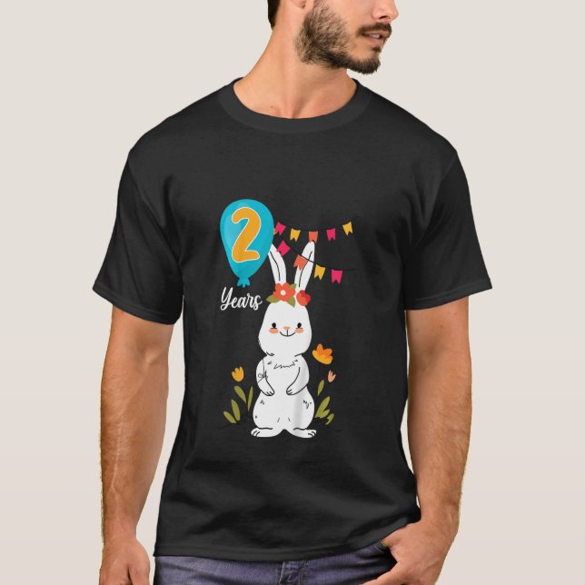 T-shirt Enfants 2e fête d'anniversaire 2 ans Lapin Rabbit  (Devant)