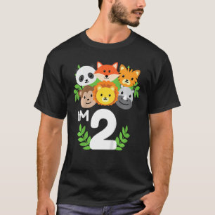 T-shirt Enfants 2e fête d'anniversaire 2 ans Zoo Animal Ti