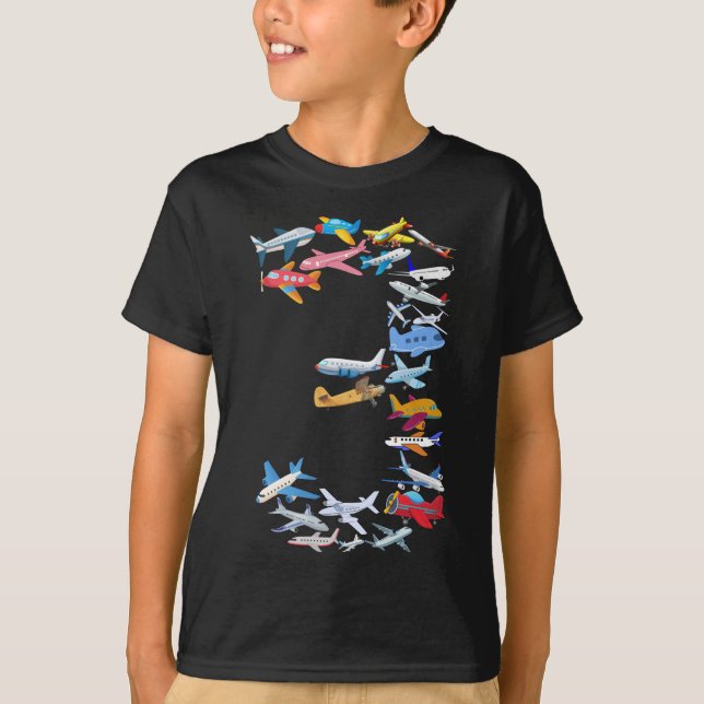 T-shirt Enfants 3 ans 3e anniversaire Avion (Devant)