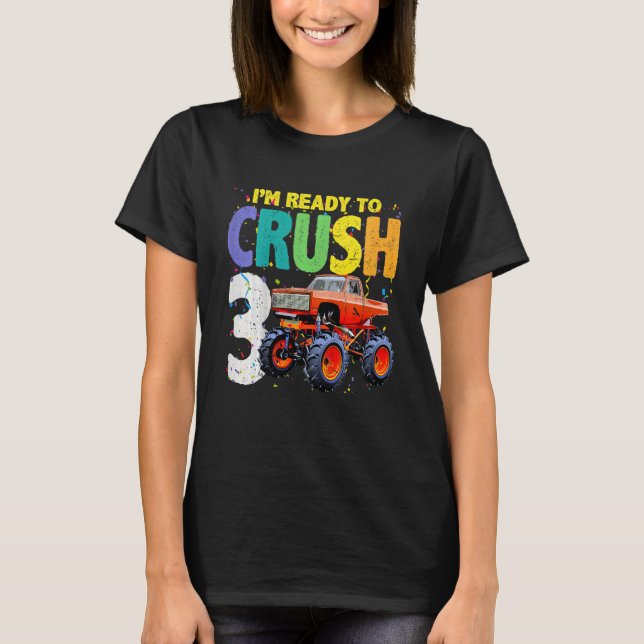 T-shirt Enfants 3 ans 3e anniversaire Monster Truck I Am R (Devant)