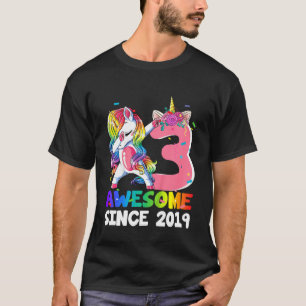 T-shirt Enfants 3 ans Dabbing Unicorn Awesome 2019 3ème B
