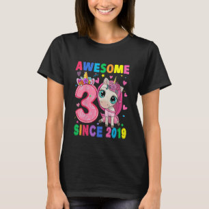 T-shirt Enfants 3 ans Filles Ados Unicorn 3e anniversaire