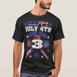 T-shirt Enfants 3e anniversaire 4 juillet fête d'été Amusa