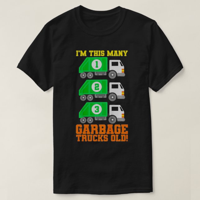 T-shirt Enfants 3e anniversaire Garbage Truck Trois soirée (Design devant)