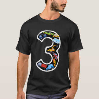 T-shirt Enfants 3E Anniversaire Garçons Véhicules de voitu