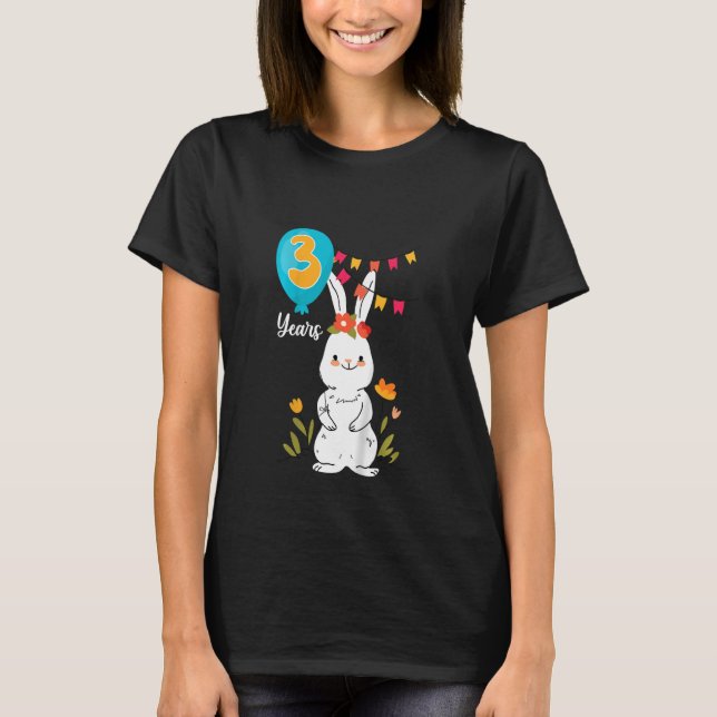 T-shirt Enfants 3e fête d'anniversaire 3 ans Lapin Lapin F (Devant)