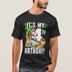 T-shirt Enfants 4 4 ans zoo anniversaire safari safari jun