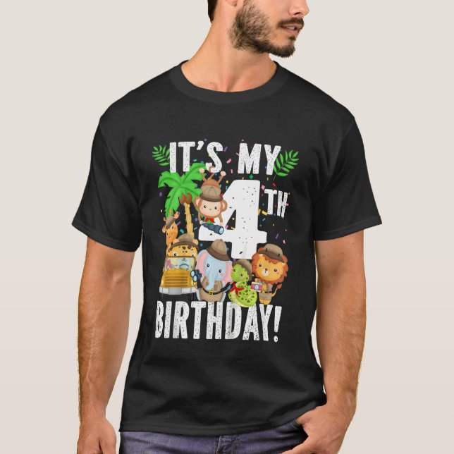 T-shirt Enfants 4 4 ans zoo anniversaire safari safari jun (Devant)