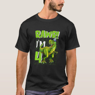 T-shirt Enfants 4 ans 4ans anniversaire garçon Rex Dinosau