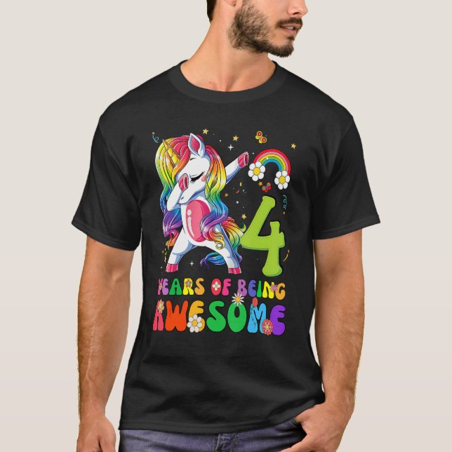 T-shirt Enfants 4 ans 4e anniversaire fille princesse Unic (Devant)