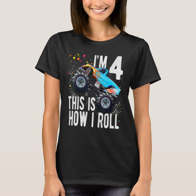 T-shirt Enfants 4 ans 4e anniversaire Garçon Monster Camio (Devant)