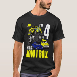 T-shirt Enfants 4 ans 4e anniversaire Monster Trucks Garço