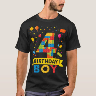 T-shirt Enfants 4 Ans Bâtiment Blocs 4E Anniversaire Garço