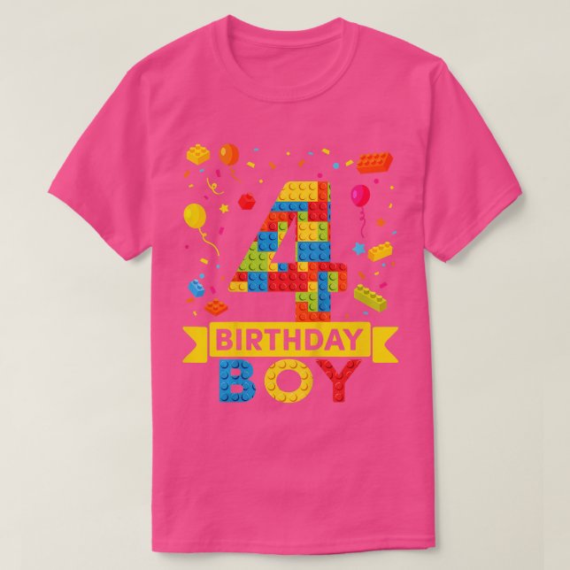 T-shirt Enfants 4 ans Bâtiment Blocs 4e Anniversaire Garço (Design devant)