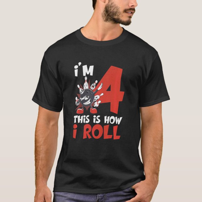 T-shirt Enfants 4 ans Bowler 4e anniversaire Kids Bowling (Devant)