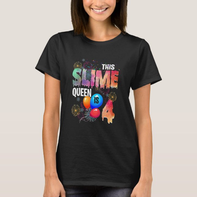 T-shirt Enfants 4 ans Cette Slime Queen est 4e anniversair (Devant)