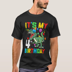 T-shirt Enfants 4 ans Dinosaure C'est mon 4e anniversaire