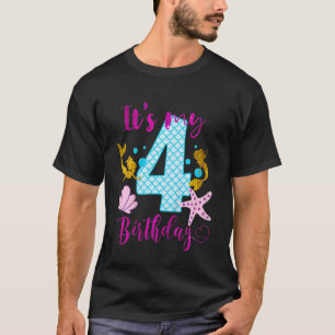 T-shirt Enfants 4 ans Fille 7 4e anniversaire Sirène