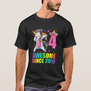 T-shirt Enfants 4 Ans Filles Dabbing Unicorne Awesome Sinc