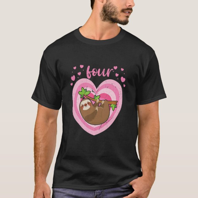 T-shirt Enfants 4 ans mignonne Sloth Birthday Girl 4th B D (Devant)