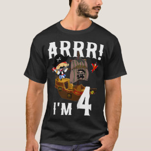 T-shirt Enfants 4 ans Pirate Anniversaire Fête Pirates Nav