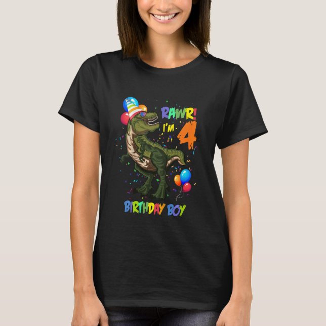 T-shirt Enfants 4 ans Rawr I'm 4th Birthday Boy Dinosau (Devant)