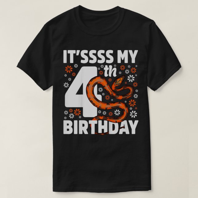 T-shirt Enfants 4 ans Serpent 4 ans fête d'anniversaire Bo (Design devant)