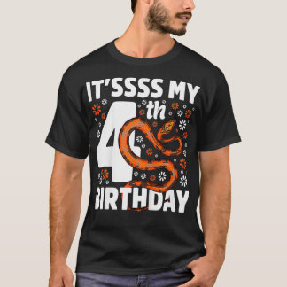 T-shirt Enfants 4 ans Serpent 4 ans fête d'anniversaire Bo