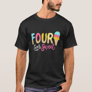 T-shirt Enfants 4 Ever Sweet 4th Birthday Ice Cream Party 