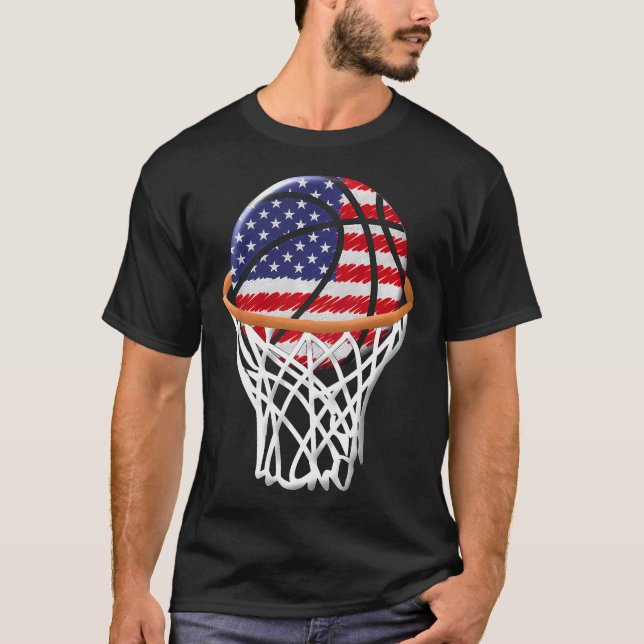 T-shirt Enfants 4 juillet basket-ball Usa Drapeau Enfants  (Devant)