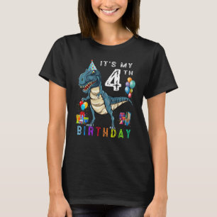 T-shirt Enfants 4e anniversaire 4 ans Garçon Dino Rex Dino