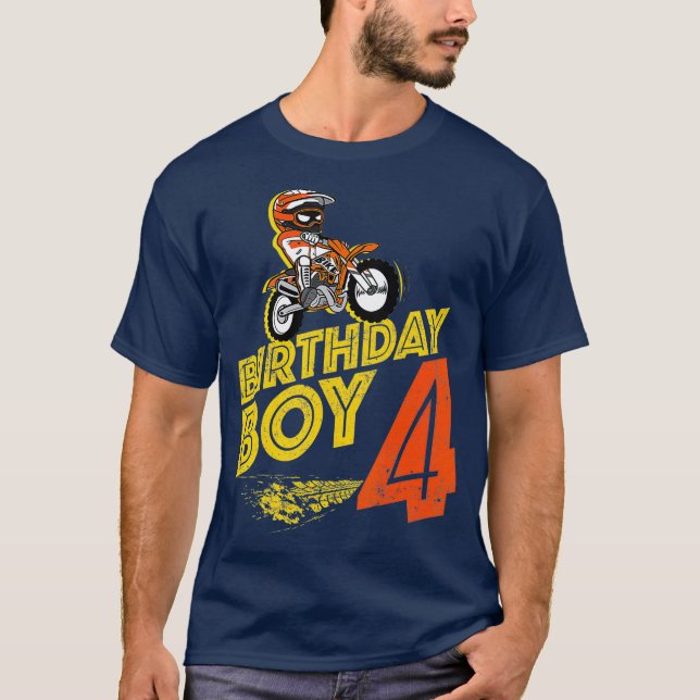 T-shirt Enfants 4e anniversaire Boys Motorcycle Biker 4 an (Devant)
