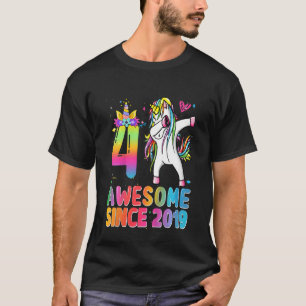 T-shirt Enfants 4e anniversaire Filles Ados Dabbing Unicor