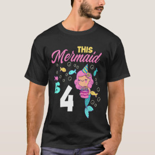 T-shirt Enfants 4e anniversaire filles sirène 4 ans sirène