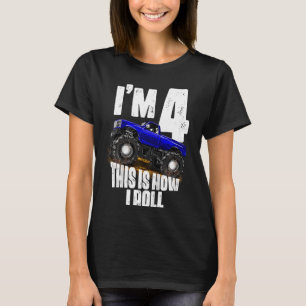 T-shirt Enfants 4e anniversaire Garçon Monster Camion Règl