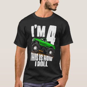 T-shirt Enfants 4e anniversaire Garçon Monster Camion Règl