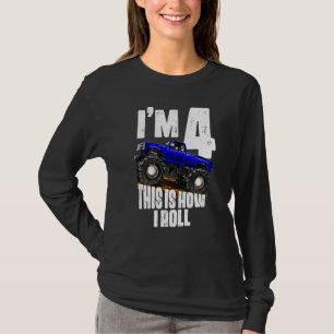 T-shirt Enfants 4e anniversaire Garçon Monster Camion Règl