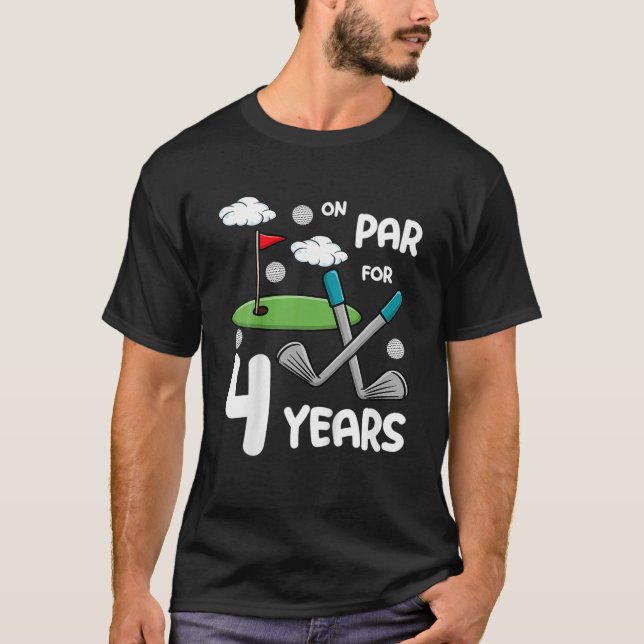 T-shirt Enfants 4E Anniversaire Golf Funny Golfer 4 An Gar (Devant)