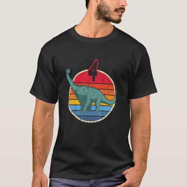T-shirt Enfants 4E Anniversaire I Brachiosaurus Diplodocus (Devant)